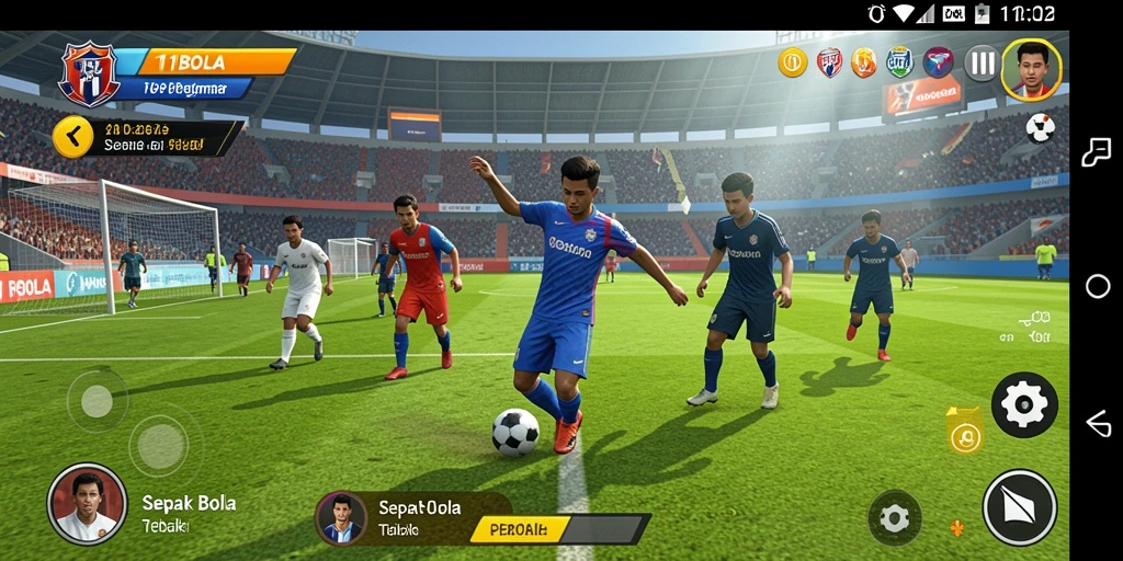 Tangkapan layar gameplay <strong>11BOLA</strong> yang menunjukkan aksi seru di lapangan.