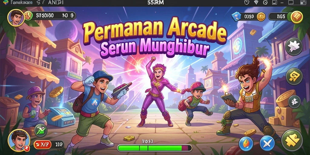 Screenshot gameplay 55RP menampilkan aksi seru dan tantangan permainan Arcade.