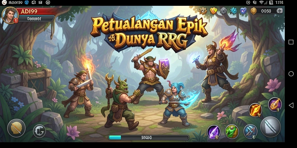 Screenshot gameplay ADI99 menampilkan aksi pertempuran yang epik dan karakter yang menarik.