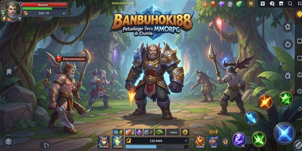 Screenshot gameplay BANBUHOKI88 yang menampilkan pertarungan epik di dunia MMORPG.