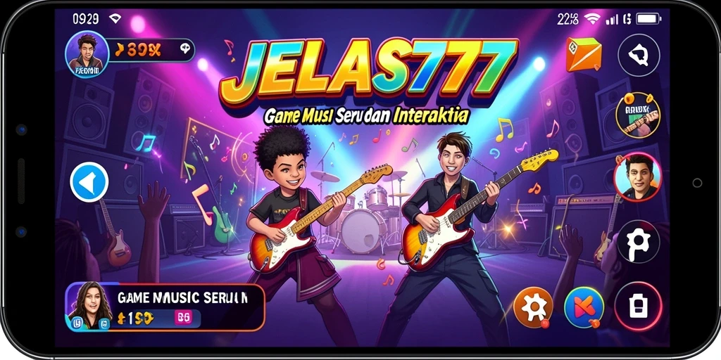 Tampilan gameplay <strong>JELAS777</strong> yang seru dengan berbagai level tantangan musik.