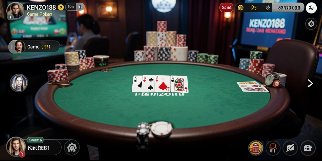 Tampilan gameplay Poker yang seru di KENZO188.