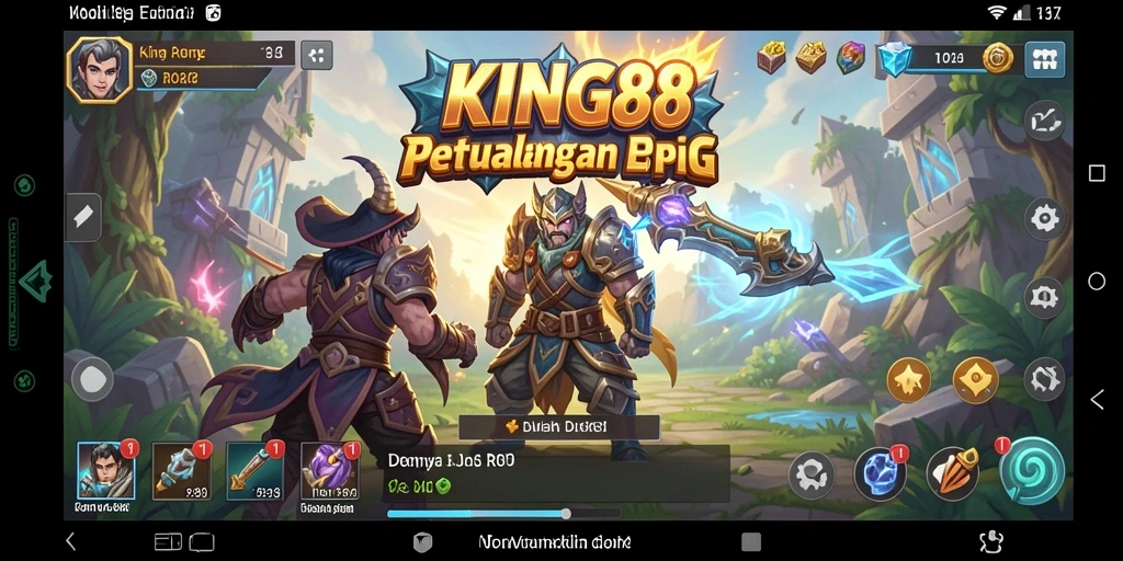 Tampilan gameplay <strong>KING88</strong> dengan karakter dan pertarungan yang menarik.