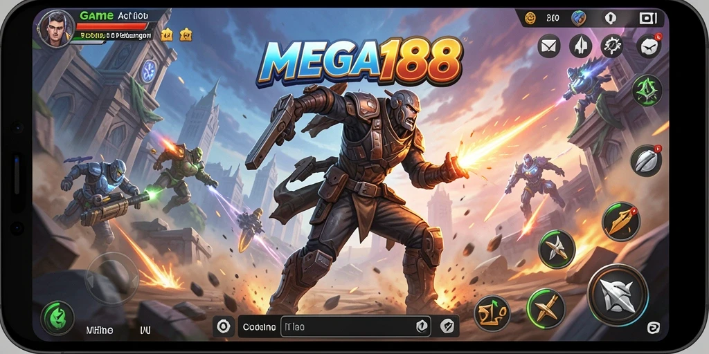 Tampilan gameplay mendebarkan dari MEGA188 dengan karakter dan aksi berani.