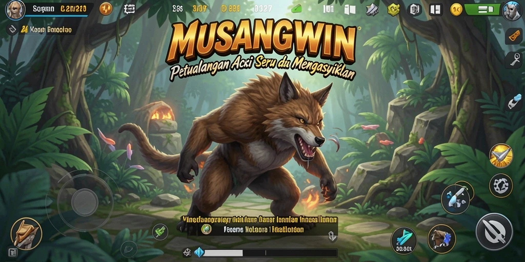 Tampilan gameplay action dari MUSANGWIN dengan karakter bertarung.