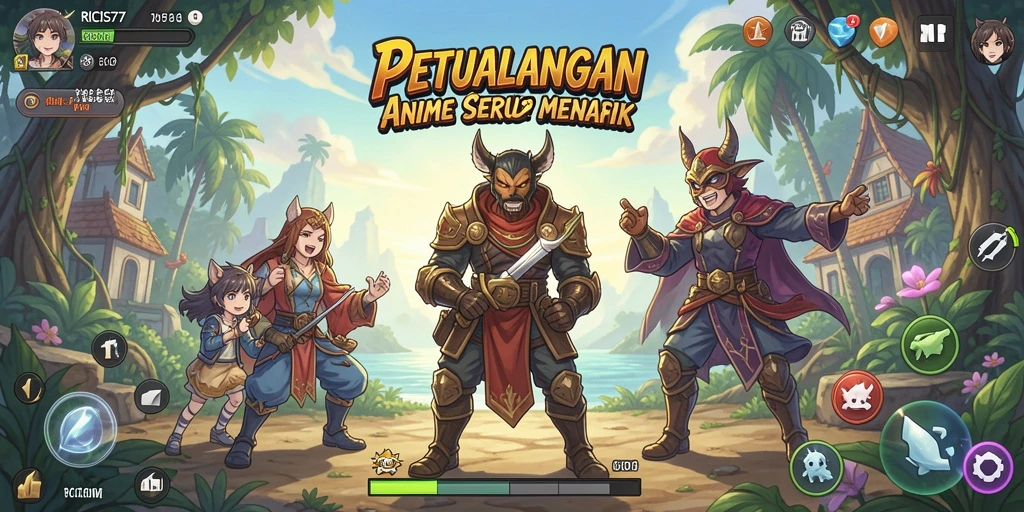 Tampilan gameplay RICIS77 yang menarik dengan karakter anime ikonik.