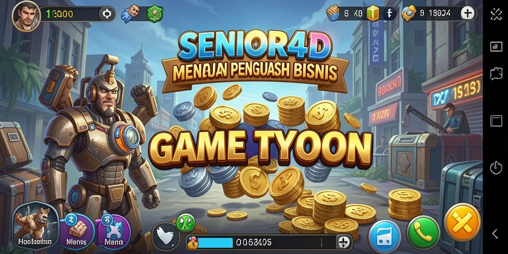 Tampilan gameplay <strong>SENIOR4D</strong> yang memukau dengan berbagai pilihan bisnis.