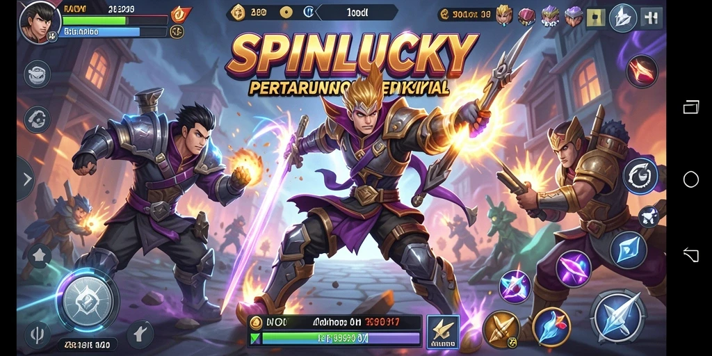 Tampilan gameplay SPINLUCKY yang penuh aksi dan pertarungan seru.