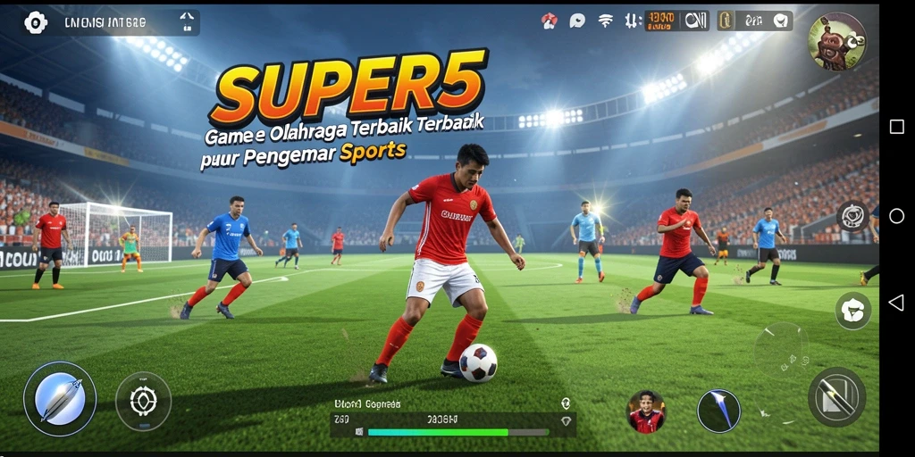 Tangkapan layar utama SUPER5 menampilkan pertandingan olahraga yang seru.