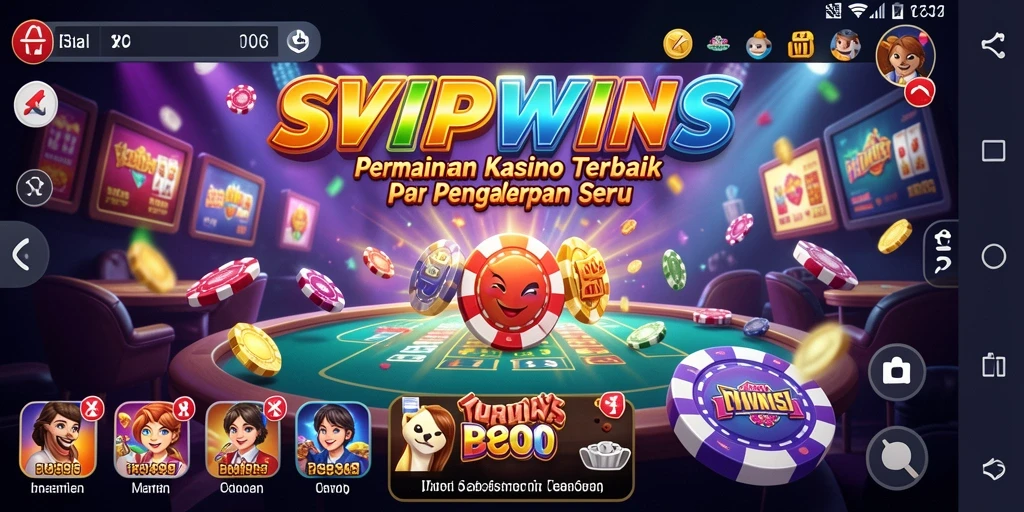 Screenshot utama SVIPWINS menampilkan gameplay kasino yang mendebarkan.