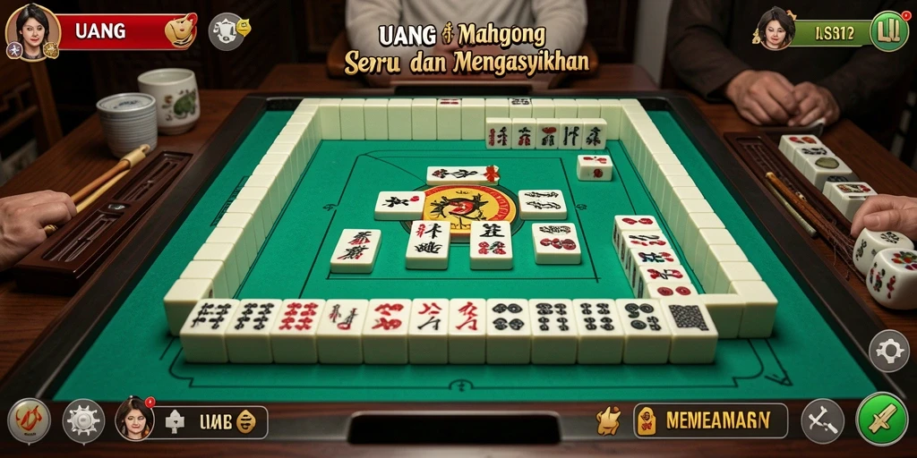 Tampilan menarik dari gameplay Mahjong UANG yang seru.